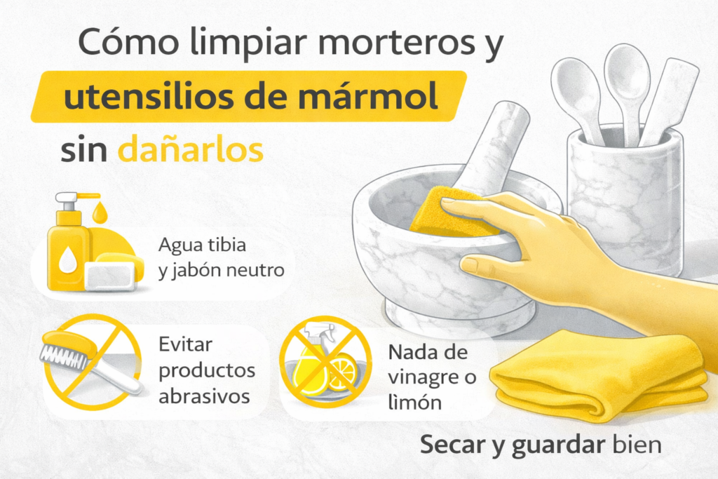 como limpiar morteros de marmol